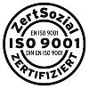 Das Bild zeigt das ISO 9001 Siegel von ZertSozial. 