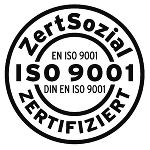Das Bild zeigt das ISO 9001 Siegel von ZertSozial 